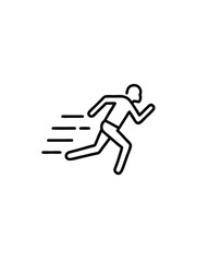 Editable stroke vector illustration of a runner in motion with speed lines.