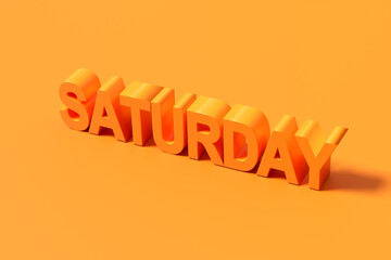 Bold orange saturday 3d text on orange background