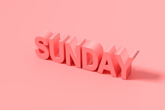 Sunday 3d lettering casting a shadow on pink background - Powered by Adobe