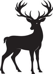 Obraz premium A silhouette of a deer with horns, set against a vibrant green background, showcasing elegant vector art design