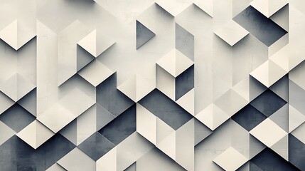 A geometric pattern featuring 3D shapes and textured elements.