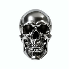 Obraz premium Metallic skull. Isolated on white background. Front view. Digital illustration.