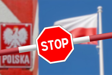 A stop sign and control at the Polish border