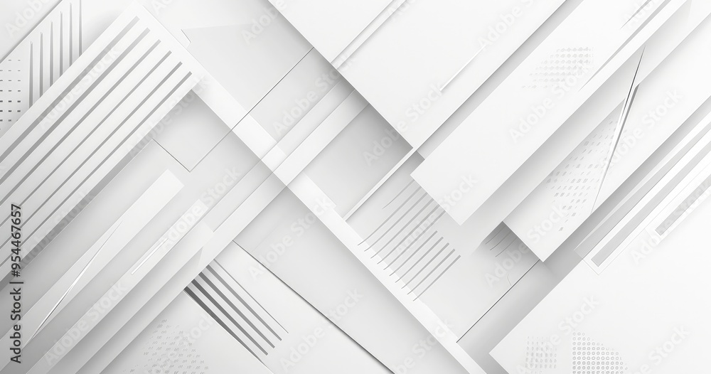Aufkleber abstract white geometric background with layered shapes and patterns.
