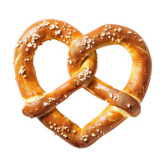 A heart-shaped pretzel toped with sesame seeds, isolated on white background.