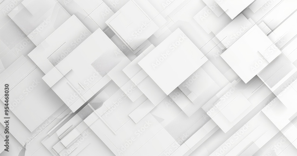 Poster a minimalist abstract design featuring overlapping white geometric shapes.