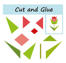 Educational paper game for children. Cut parts of the image and glue on the paper. DIY worksheet.