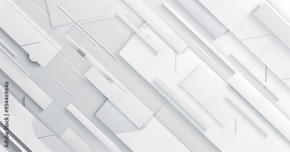 Poster abstract design featuring white geometric shapes and lines creating a modern aesthetic.