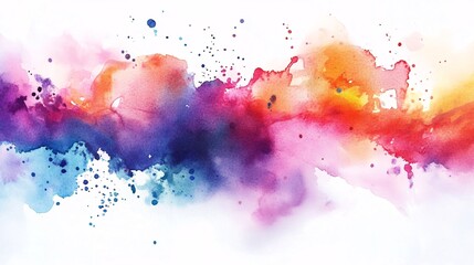 Fluid and dynamic Bright watercolor splashes set against a colorful abstract background