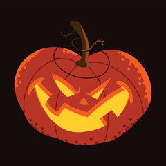 Jack o Lantern Halloween pumpkin lantern vector cartoon illustration isolated on a white background.