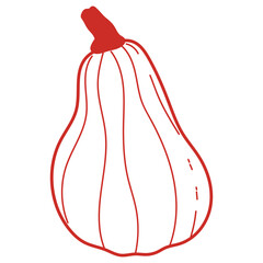 Pumpkin vector contour silhouette isolated on a white background.
