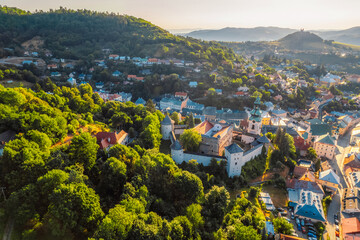 City of Banska Stiavnica with old castle and square,  UNESCO, Slovakia. Old Slovakia mining town of...