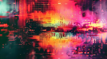 Abstract digital art with red, yellow, and green hues