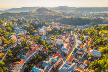 City of Banska Stiavnica with old castle and square,  UNESCO, Slovakia. Old Slovakia mining town of Banska Stiavnica.