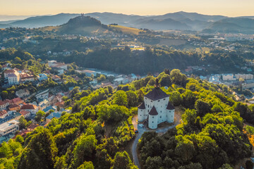 City of Banska Stiavnica with old castle and square,  UNESCO, Slovakia. Old Slovakia mining town of...