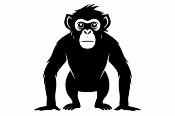 Chimpanzee Silhouette, Chimpanzee monkey silhouette vector