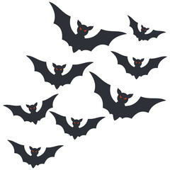 Flock of bat decoration for windows vector cartoon illustration isolated on a white background.
