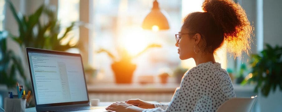 Student studying at home, self-paced learning modules on screen, specialized course material for international exchange program, Self-paced  Specialized  Exchange