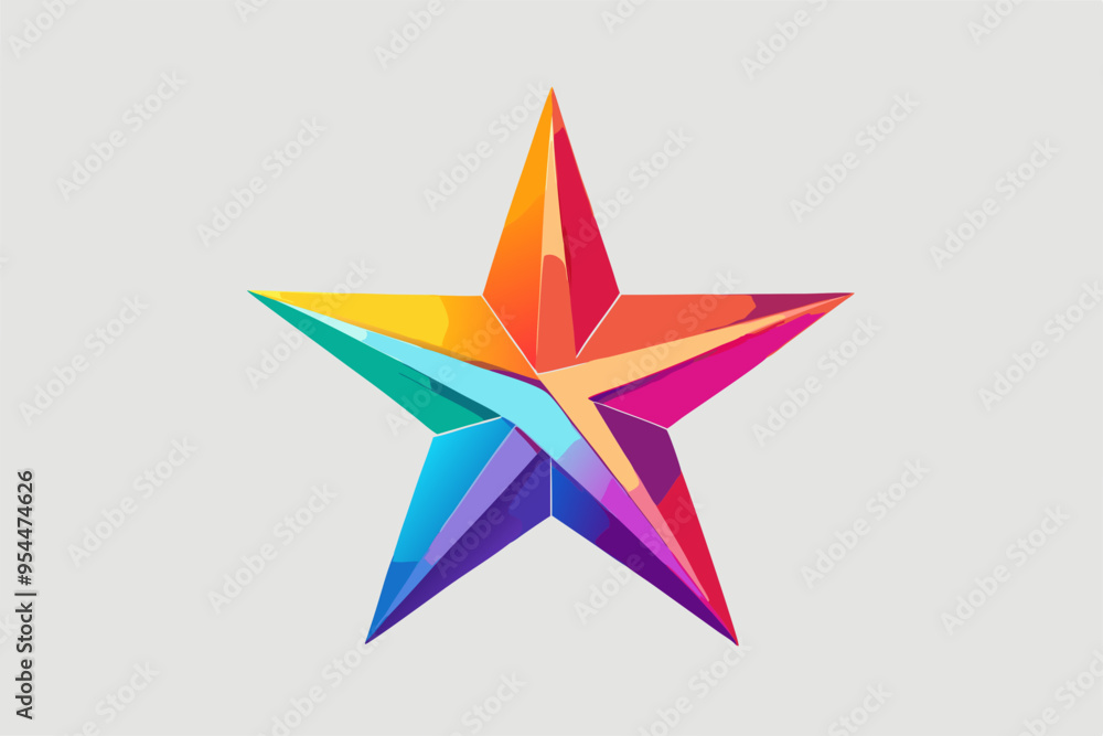 Sticker The Abstract rainbow star with arrows on white background