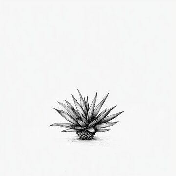 recommend clip art: Hand-Drawn Black and White Illustration of an Agave Plant