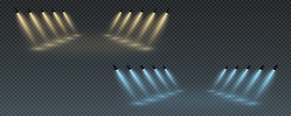 The vector set of light includes a light source, studio lighting, walls, and a PNG. It also includes spotlight lighting and a spotlight PNG. Finally, it includes light beams and a light effect.