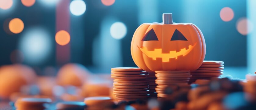 Spooky Halloween Finance Review: Colorful Candy Chart Details in 3D Illustration
