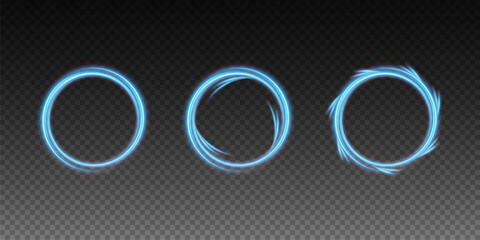 Festive sparkling frame, circle, ring png. Festive circle, ring, frame, for cards, invitations, banners, adverts. Neon frame, set of geometric frames. Vector png background with gold glowing lines.