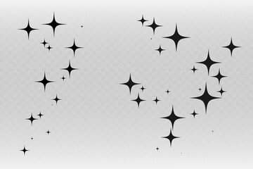 Shooting Star Black. Shooting star with an elegant star trail on a white background. Festive star sprinkles, powder. Vector png.
