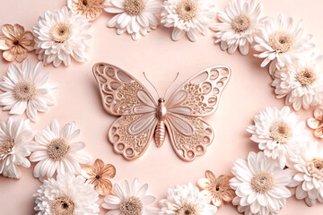 Art Deco Butterfly with Floral Accents A Timeless Fusion of Elegance and Nature