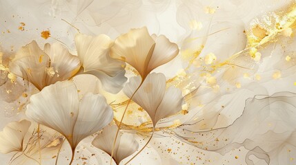 Abstract Floral Design with Golden Accents