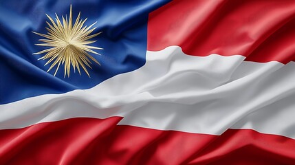 Naklejka premium The Chilean flag waves gracefully with its gold star, a proud national symbol.