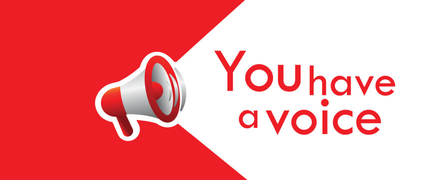 You have a voice text on white background