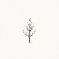 Fototapeta premium Simple Line Drawing of a Tree