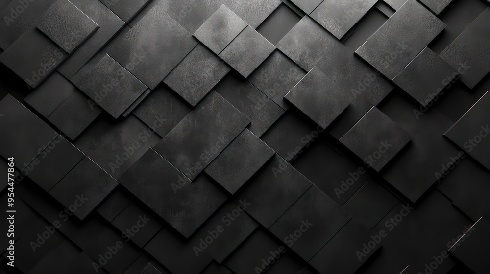 Poster abstract dark background with a geometric pattern of black cubes