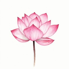 Watercolor Illustration of a Pink Lotus Flower