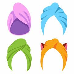 Hair towels vector cartoon set isolated on a white background.