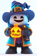 Smiling Pumpkin  Halloween Character with Jack-O-Lantern