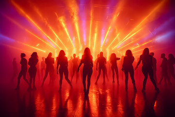 Fototapeta premium Neon Dreamscape: Figures in the Mist of Imagination - Generative AI