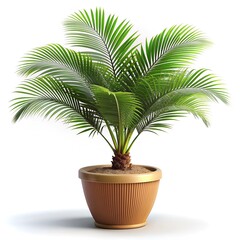 Fototapeta premium palm tree isolated on a white background—tropical leaf.