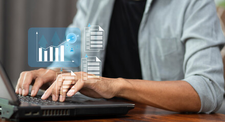 businessman work with laptop and planning target with assign job for team with new project, job success concept