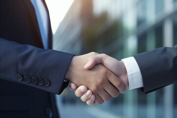 Fototapeta premium Businessman making handshake with partner