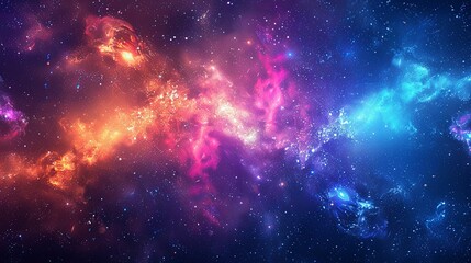 A vibrant cosmic nebula with swirling gas clouds and scattered stars.