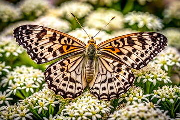 Naklejka premium Art Deco Butterfly with Floral Accents A Timeless Fusion of Elegance and Nature
