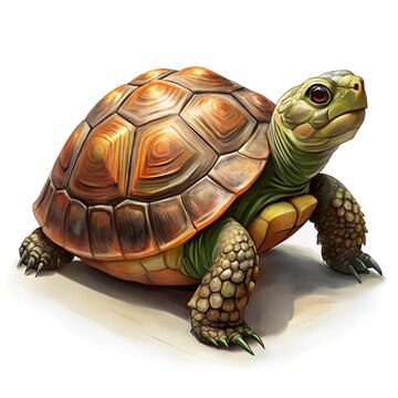 brown turtle walking on white background clip art preview