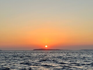 Sunset over the sea. Panoramic seascape.