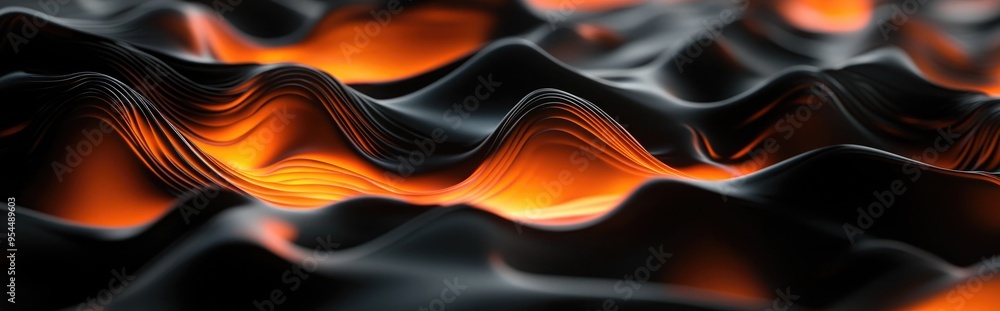 Poster abstract black and orange backdrop with 3d rendering
