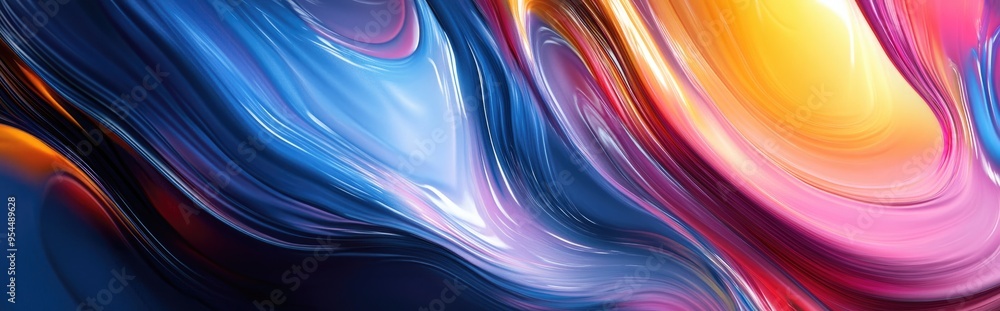 Poster 3d rendering of abstract lines with an artistic oil paint background
