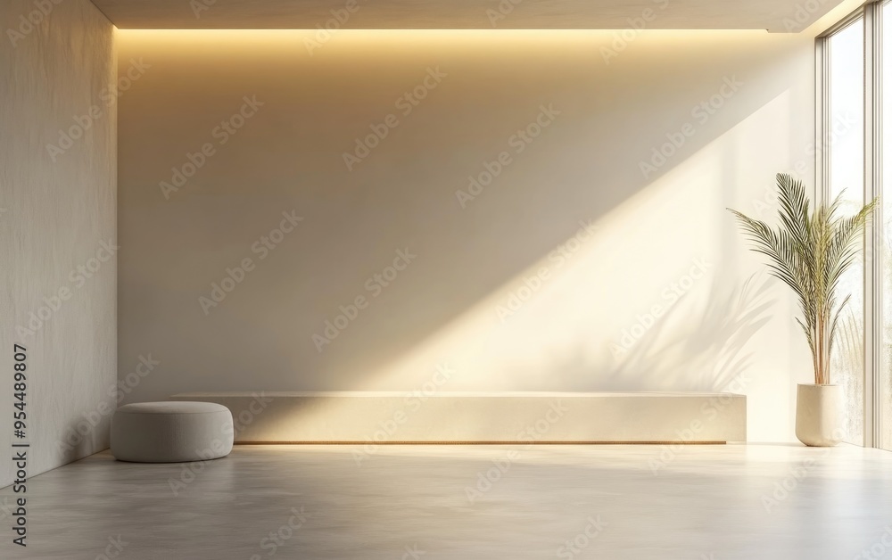 Aufkleber cozy minimalist empty room designed for product presentation 3d rendering
