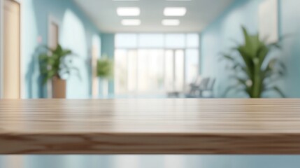 Fototapeta premium 3D Rendering of a Tabletop with a Blurred Hospital Background