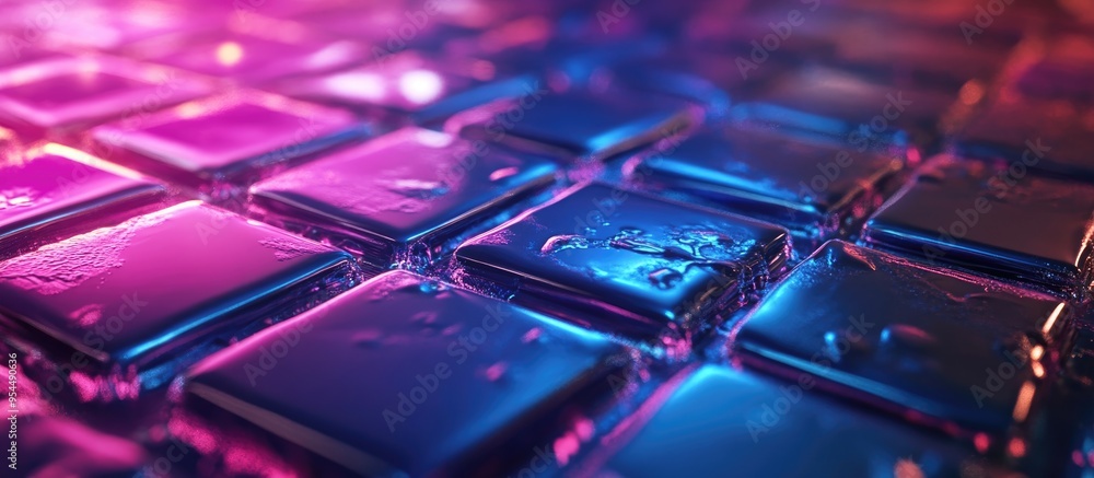 Poster 3d rendering of a futuristic tile design